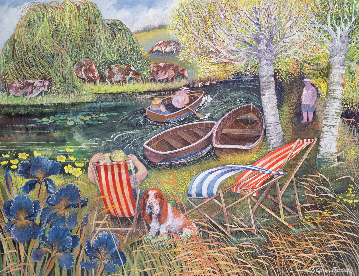 Breezy River, 1995 (akrylblæk, gouache) af Lisa Graa Jensen