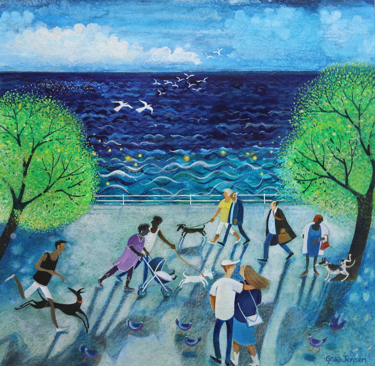 By The Sea, 2021, (akryl på papir) af Lisa Graa Jensen