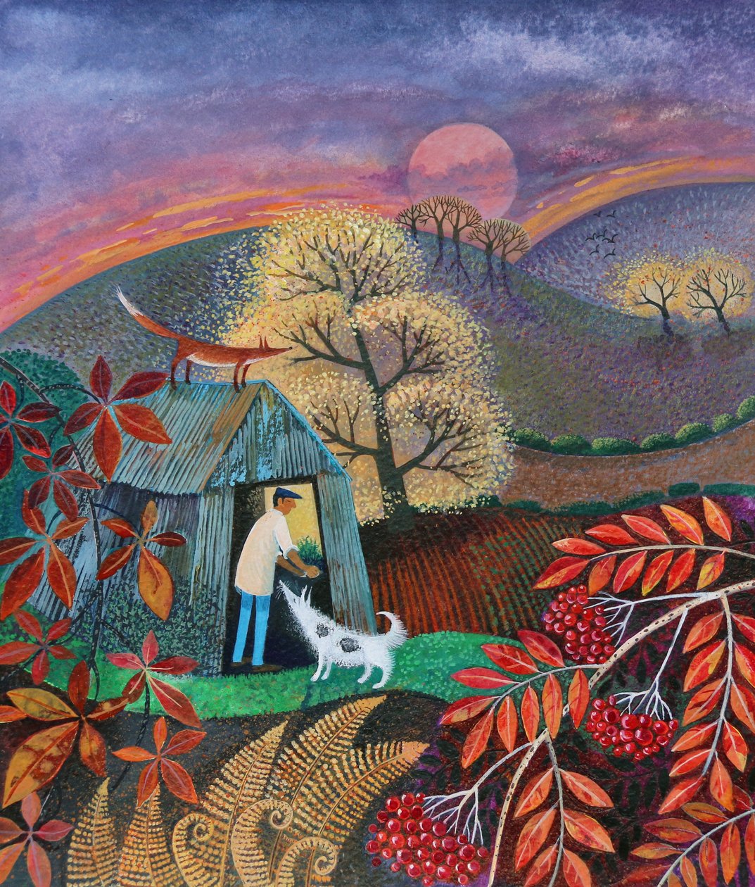 End of the Day, 2018, (akryl på papir) af Lisa Graa Jensen