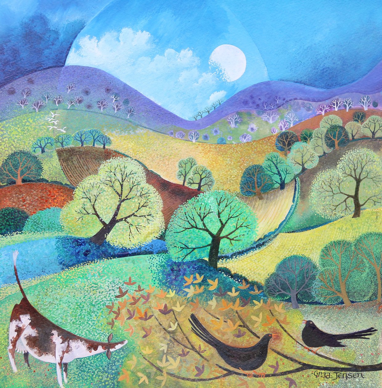 English Meadow 2019 (akryl på papir) af Lisa Graa Jensen