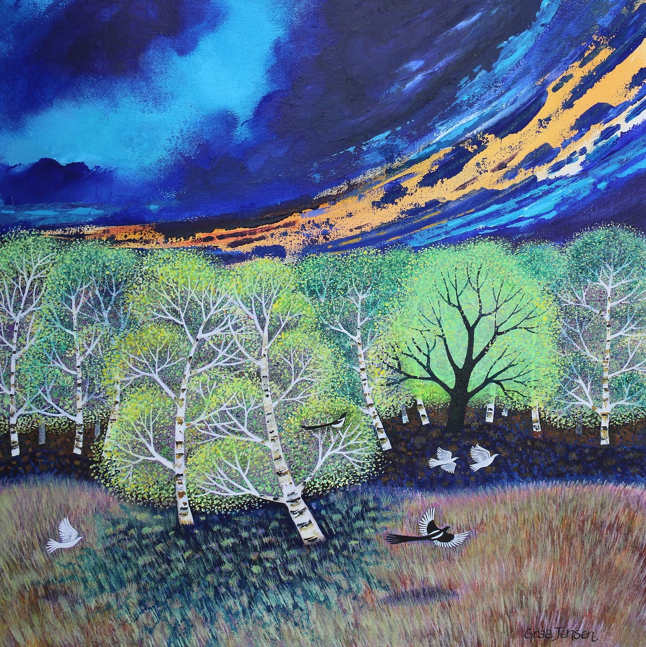 Evening Sky, 2023 (akryl på lærred) af Lisa Graa Jensen