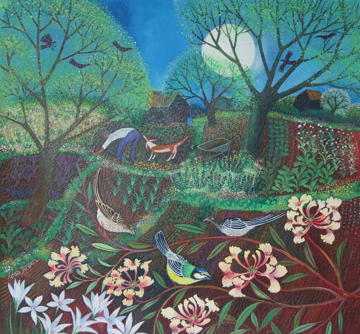 Honeysuckle, 2016, (akrylblæk på papir) af Lisa Graa Jensen