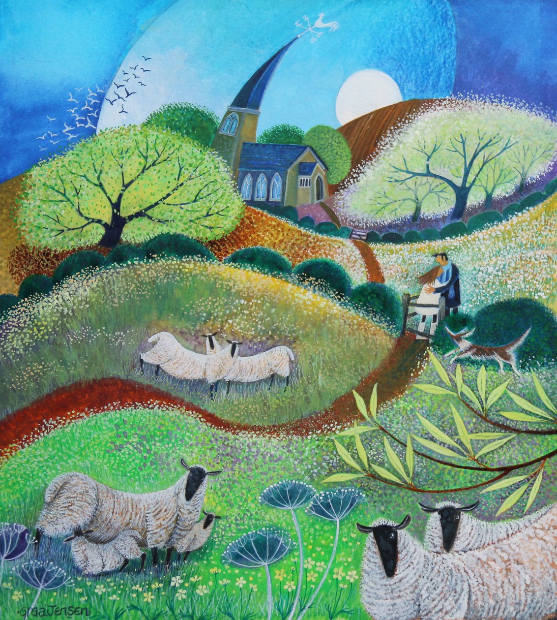 Kissing Gate, 2021 (akryl på papir) af Lisa Graa Jensen