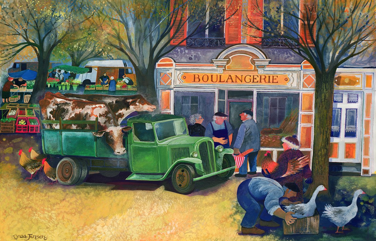 La Boulangerie (wc og gouache på papir) af Lisa Graa Jensen
