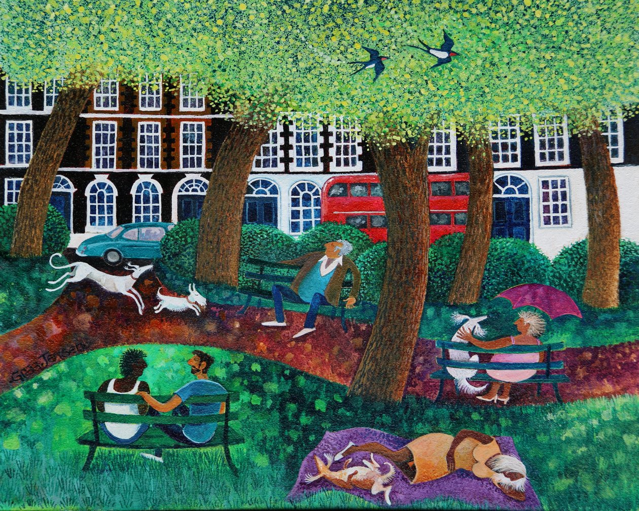 London Park, 2022 (akryl på linned) af Lisa Graa Jensen