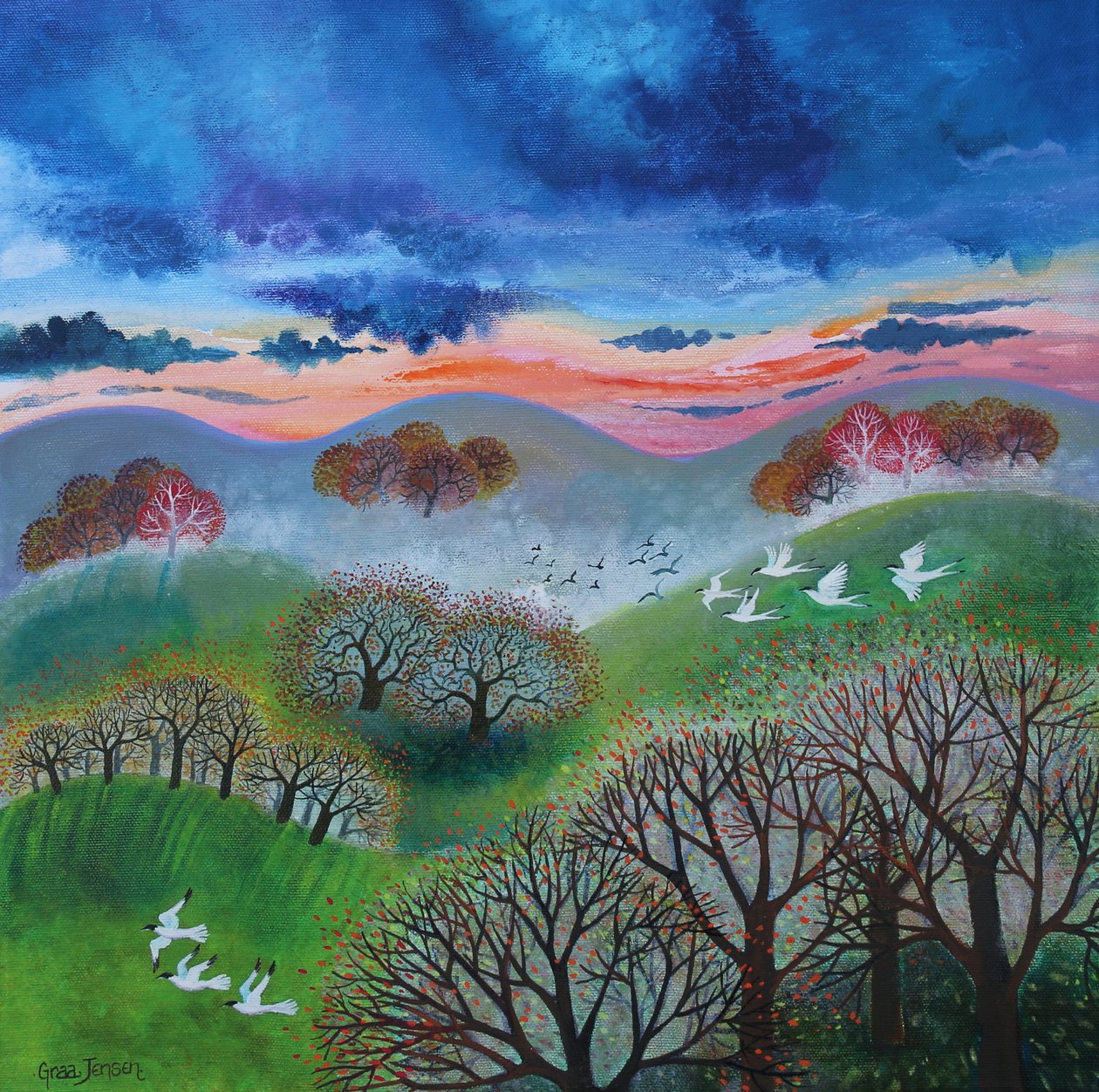 October Sunset, 2024 (akryl på lærred) af Lisa Graa Jensen