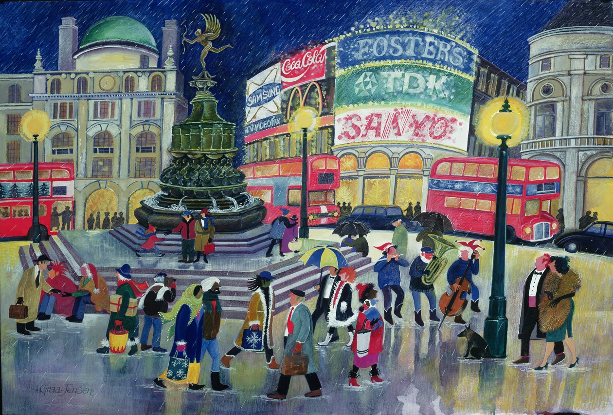 Piccadilly (wc og gouache på papir) af Lisa Graa Jensen