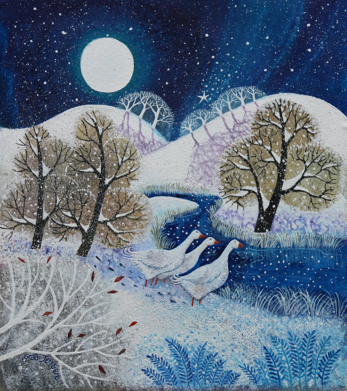 Snowy Silence, 2021, (akryl på lærred) af Lisa Graa Jensen