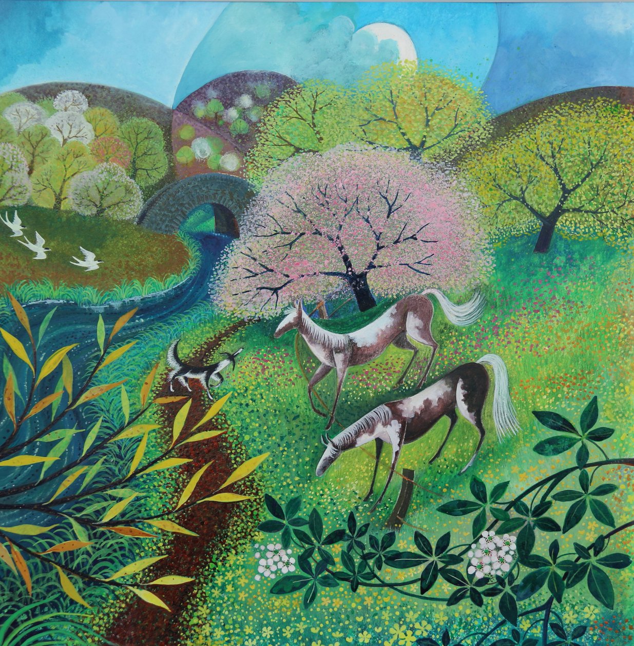 Sunday Walk, 2024 (akryl på papir) af Lisa Graa Jensen