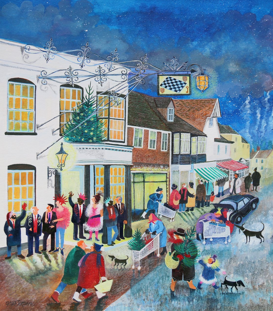 The Checkers Inn, 1998, (blandet medier på papir) af Lisa Graa Jensen