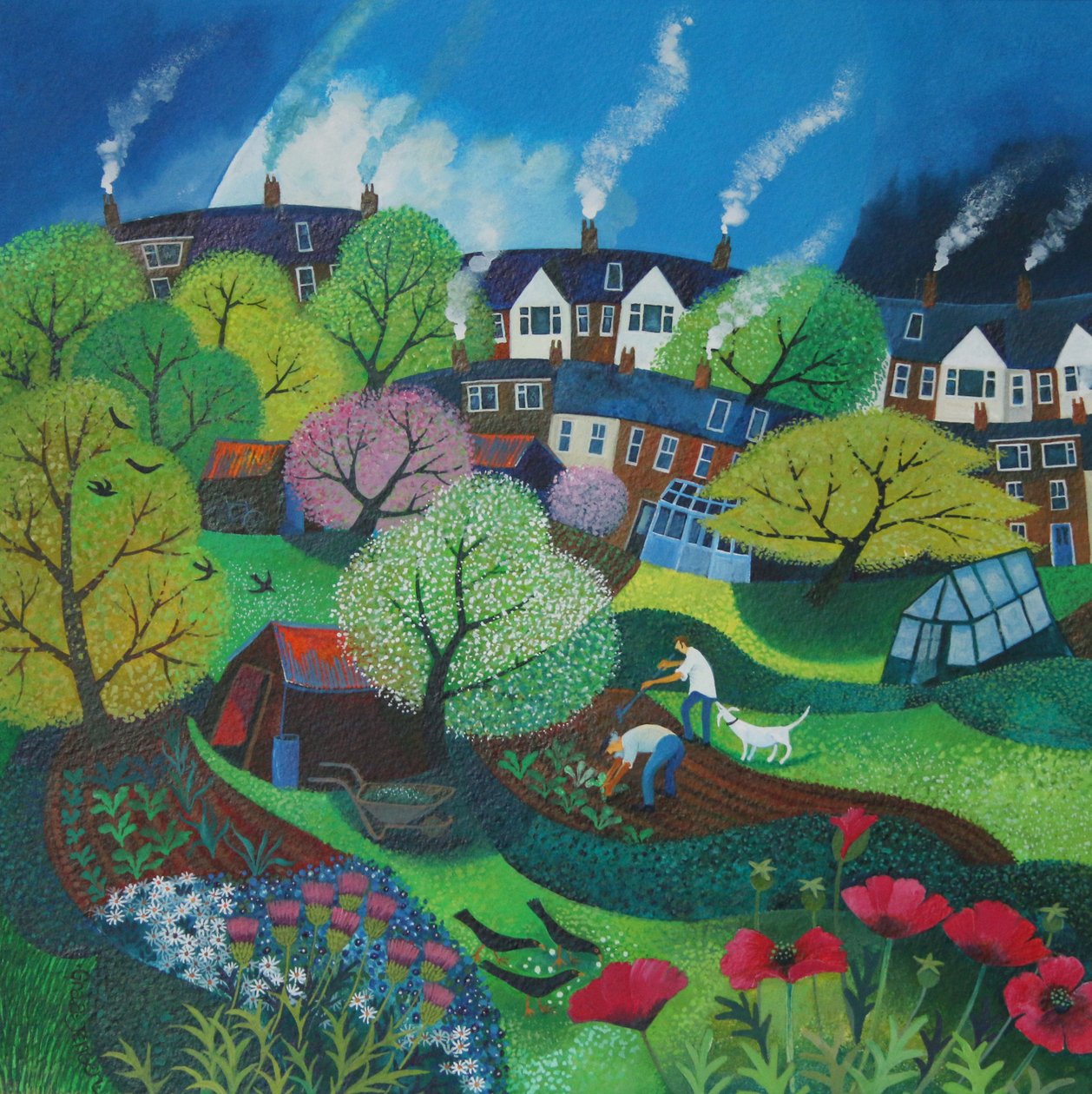 Veggie Patch, 2015, (akrylblæk på papir) af Lisa Graa Jensen