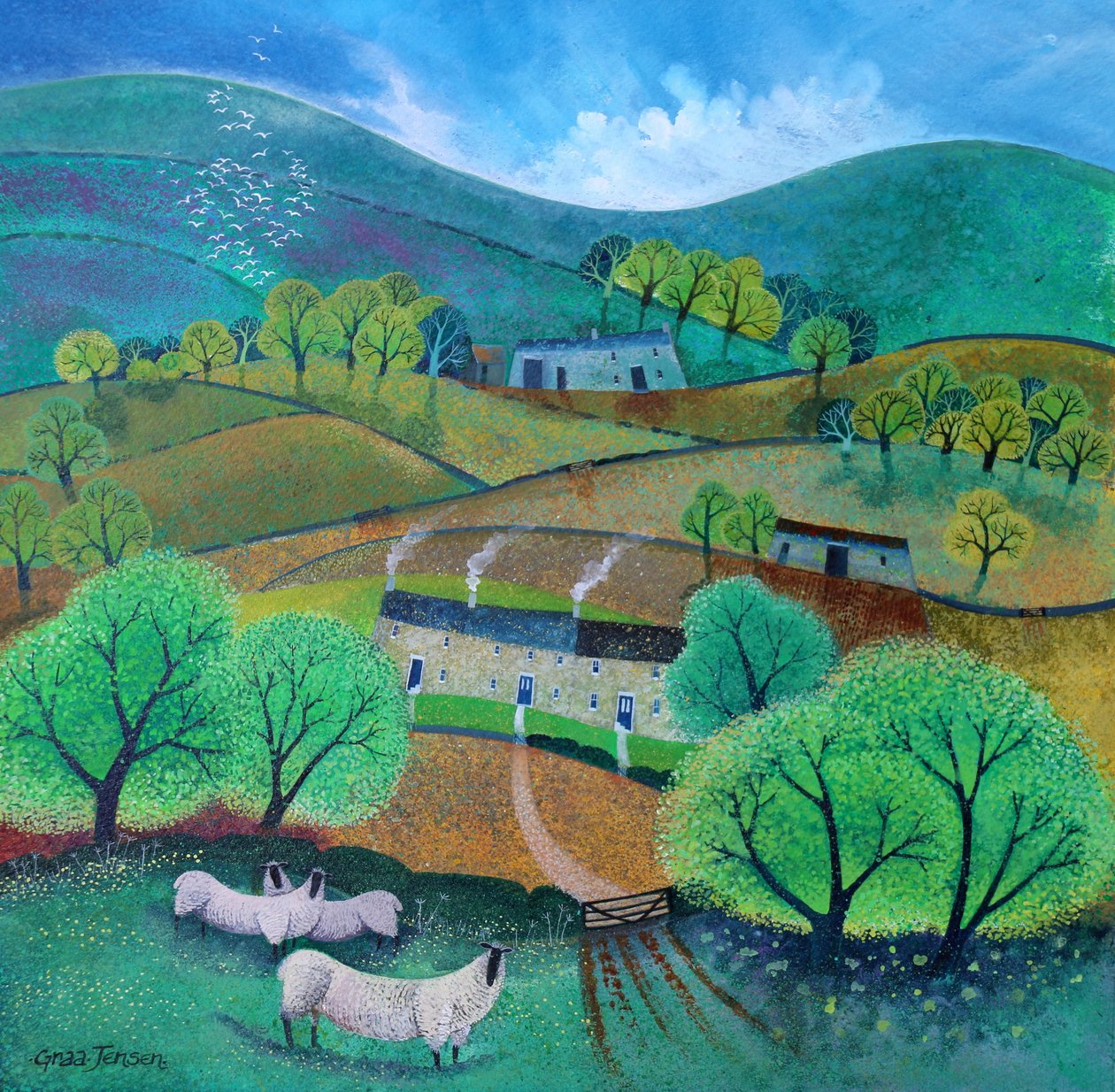 Yorkshire Dales 2016 (akrylfarver på papir) af Lisa Graa Jensen
