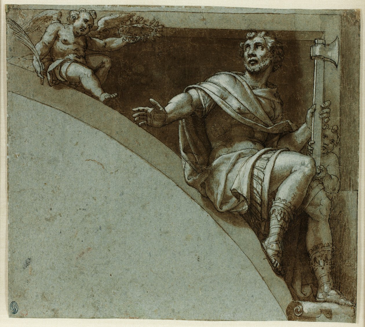 Design til en spandrel: En romersk martyr og to putti - Saint Jude apostlen af Livio Agresti