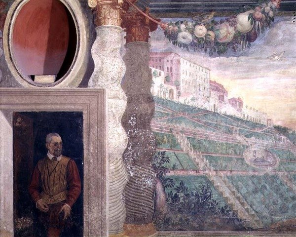 Hovedsalonen, detalje af udsmykning, der viser Villa d