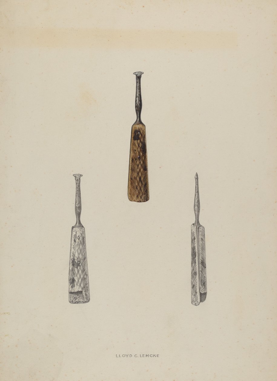 Læderstyremærke, ca. 1937. af Lloyd Charles Lemcke