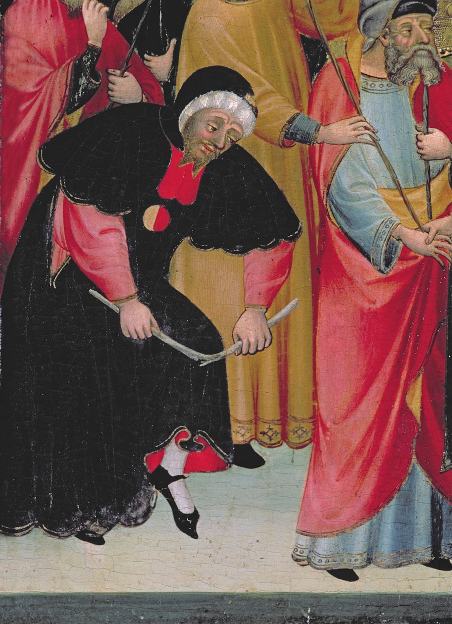 Jødiske barceloniere, detalje fra Jomfruens altertavle og St. George, ca. 1390-1400 (tempera på panel) af Lluís Borrassà