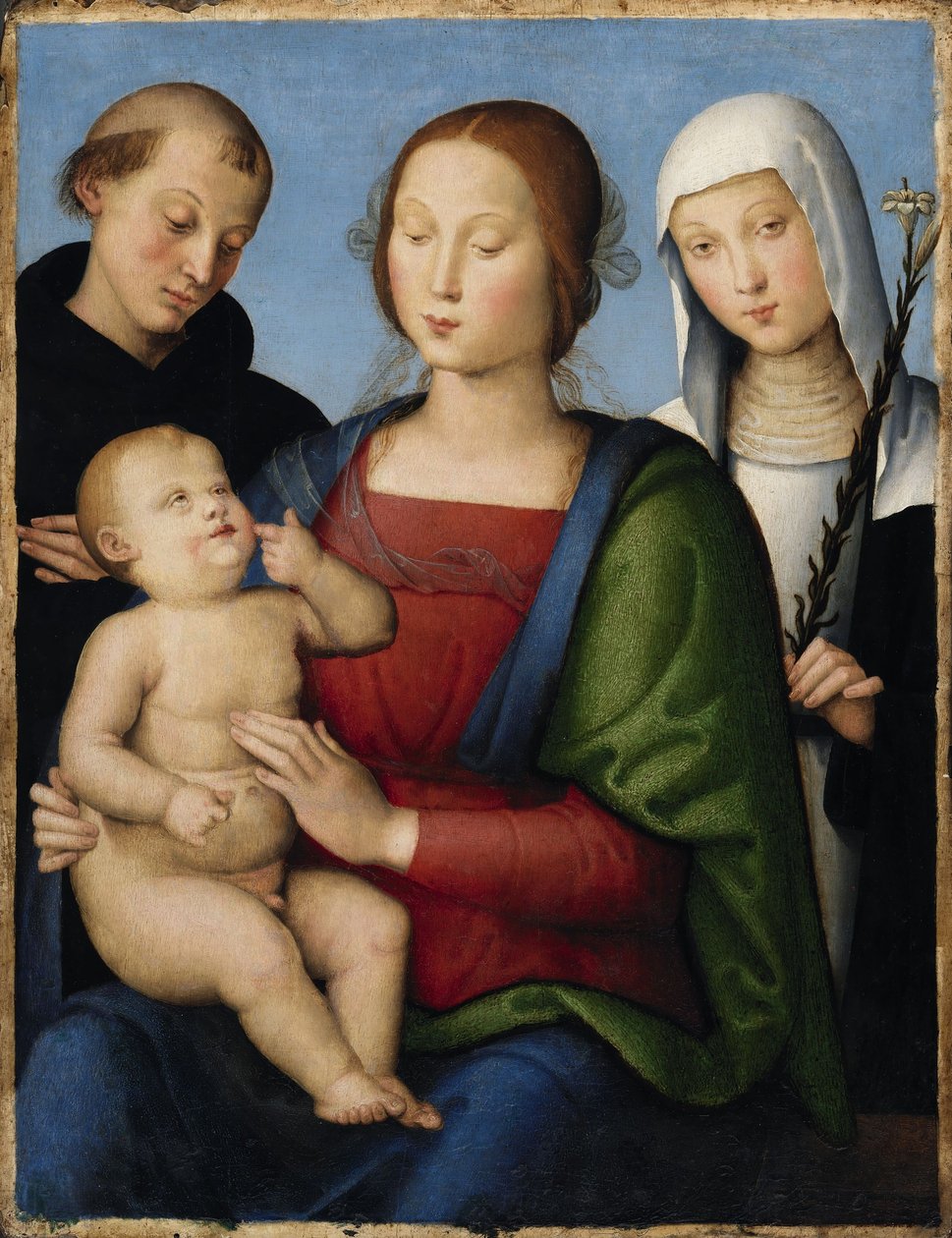 Jomfruen og barnet med de hellige Nicholas af Tolentino og Catherine of Siena af Lo Spagna