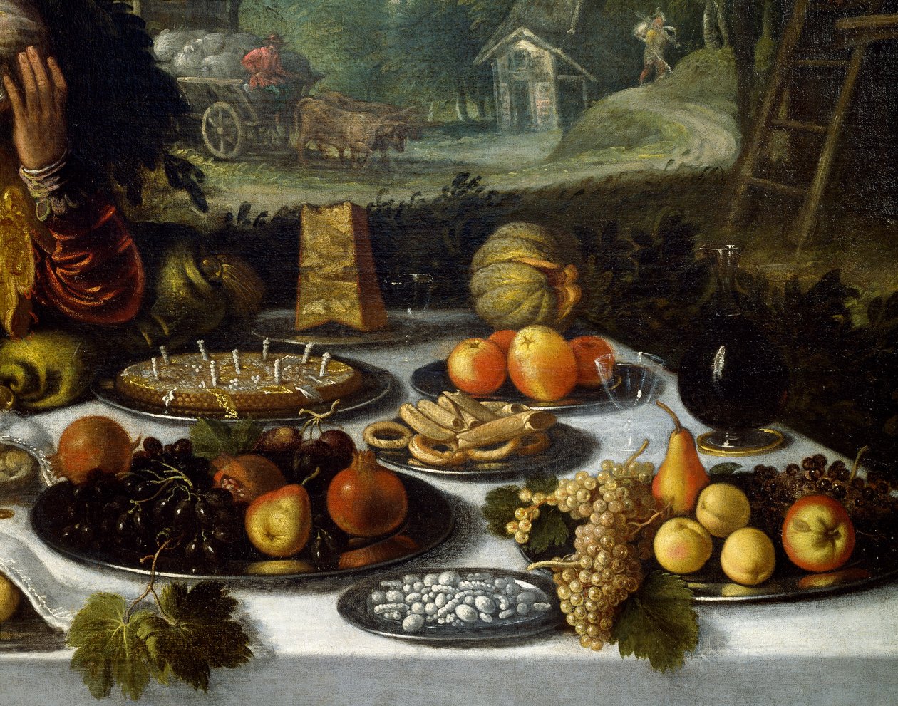 Taulukon kattaus, yksityiskohta Lodewijk Toeputin Vanity of Wealthista (noin 1550-noin 1605) af Lodewijk Toeput