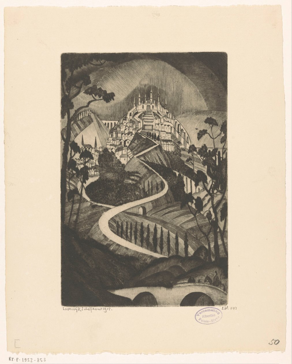 Berg La Montagne (original titel på objektet) af Lodewijk Schelfhout (signed by artist)