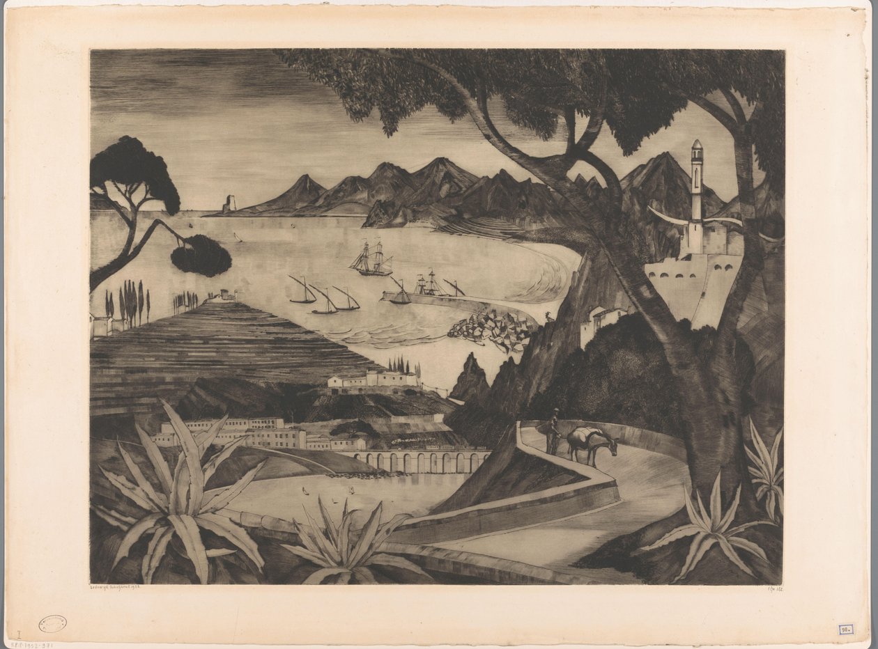 Bjerglandskab med bugt på Korsika La Corse (original titel) af Lodewijk Schelfhout (signed by artist)