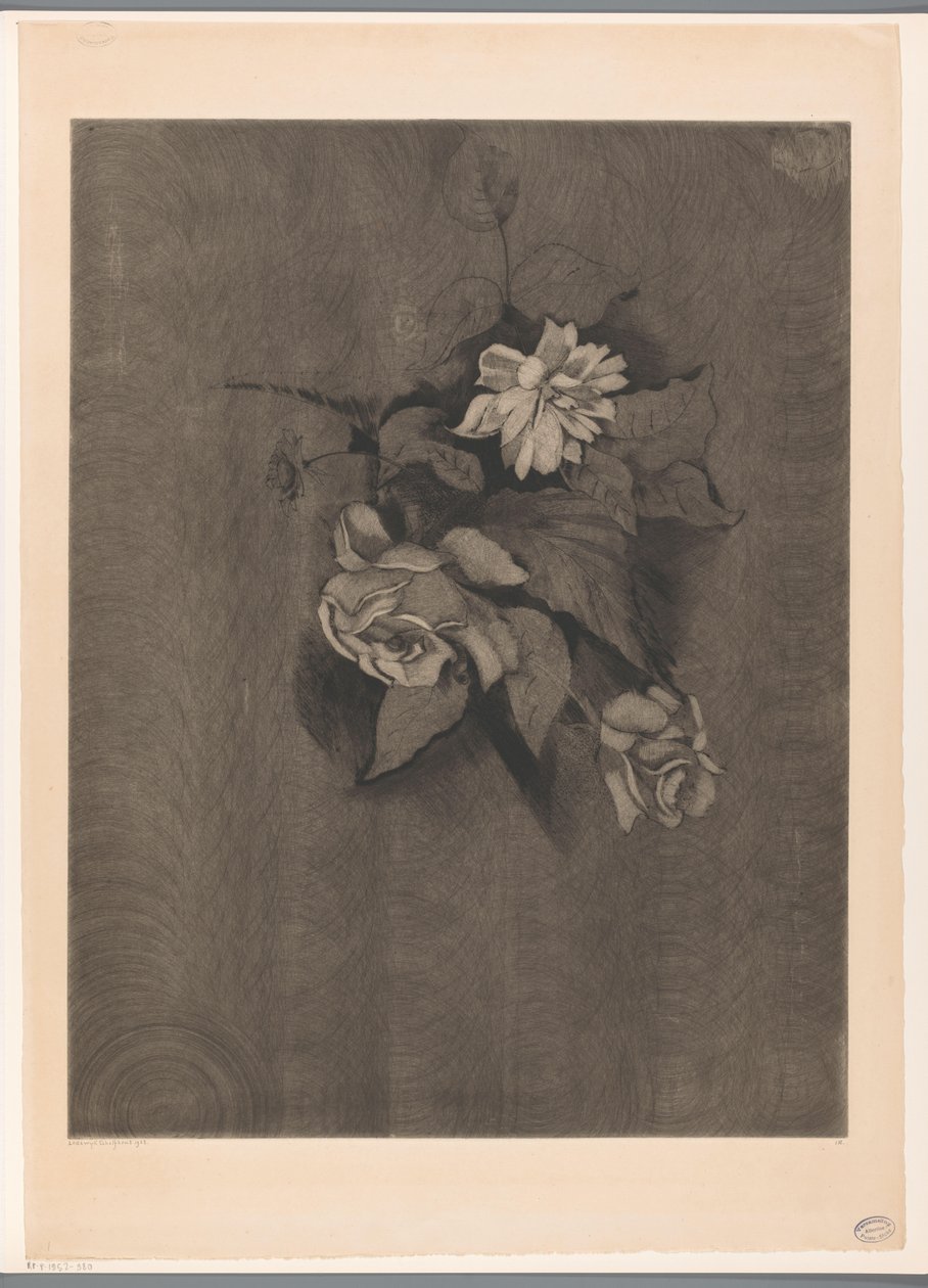 Blomsterarrangement med roser Les Roses (original titel) af Lodewijk Schelfhout (signed by artist)