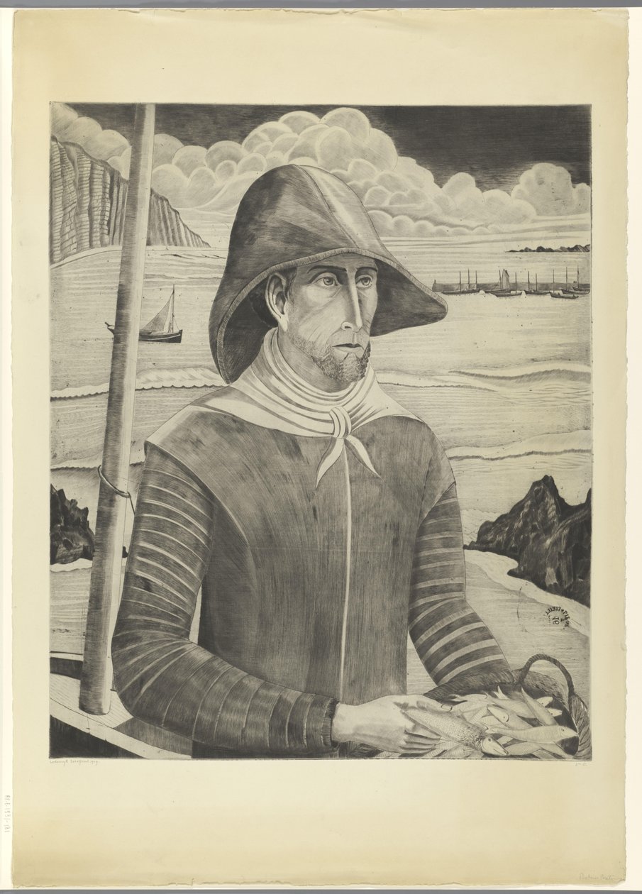 Bretonsk skrue Breton Fisherman II (original titel) af Lodewijk Schelfhout (signed by artist)