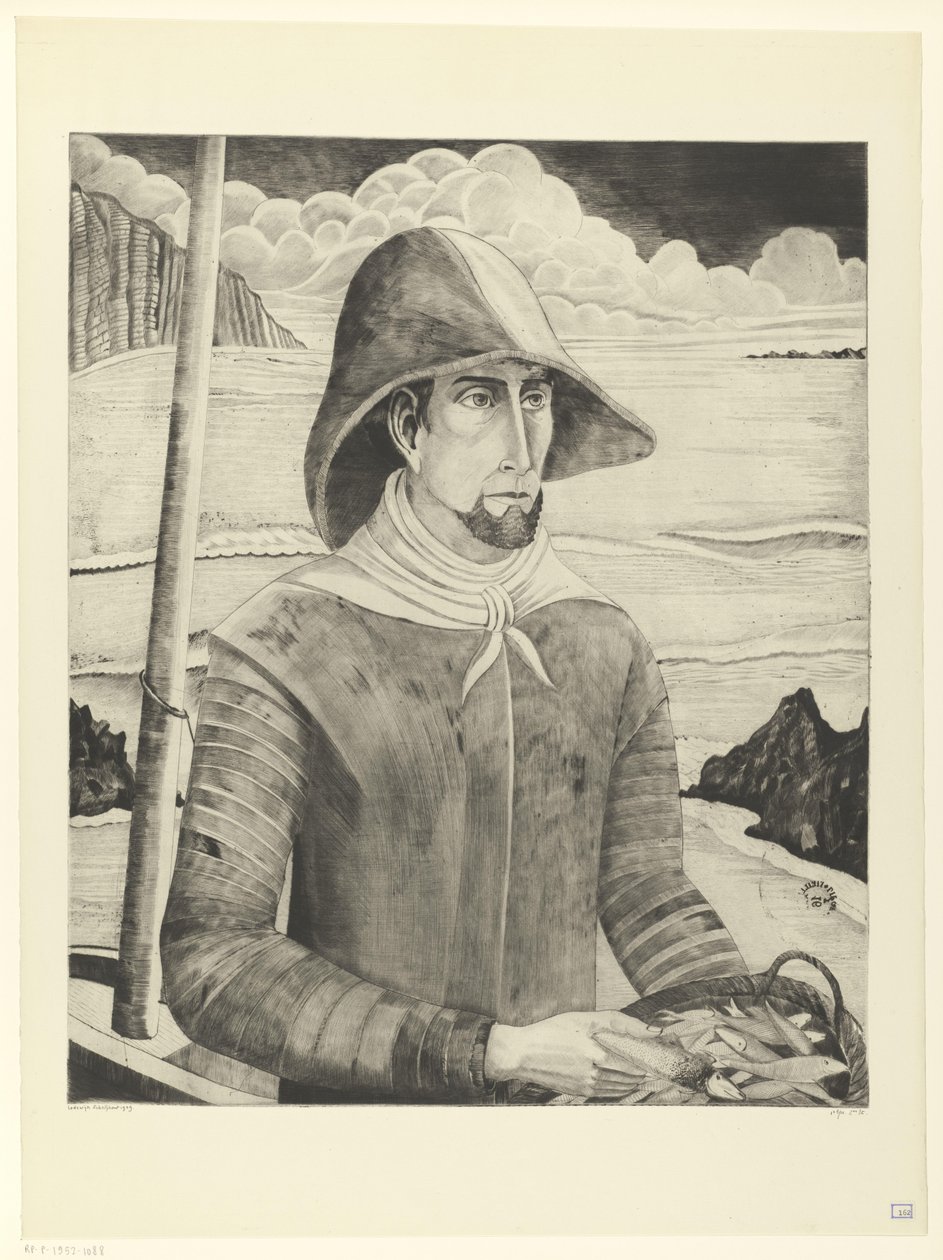 Bretonsk skrue Breton Fisherman II (original titel) af Lodewijk Schelfhout (signed by artist)