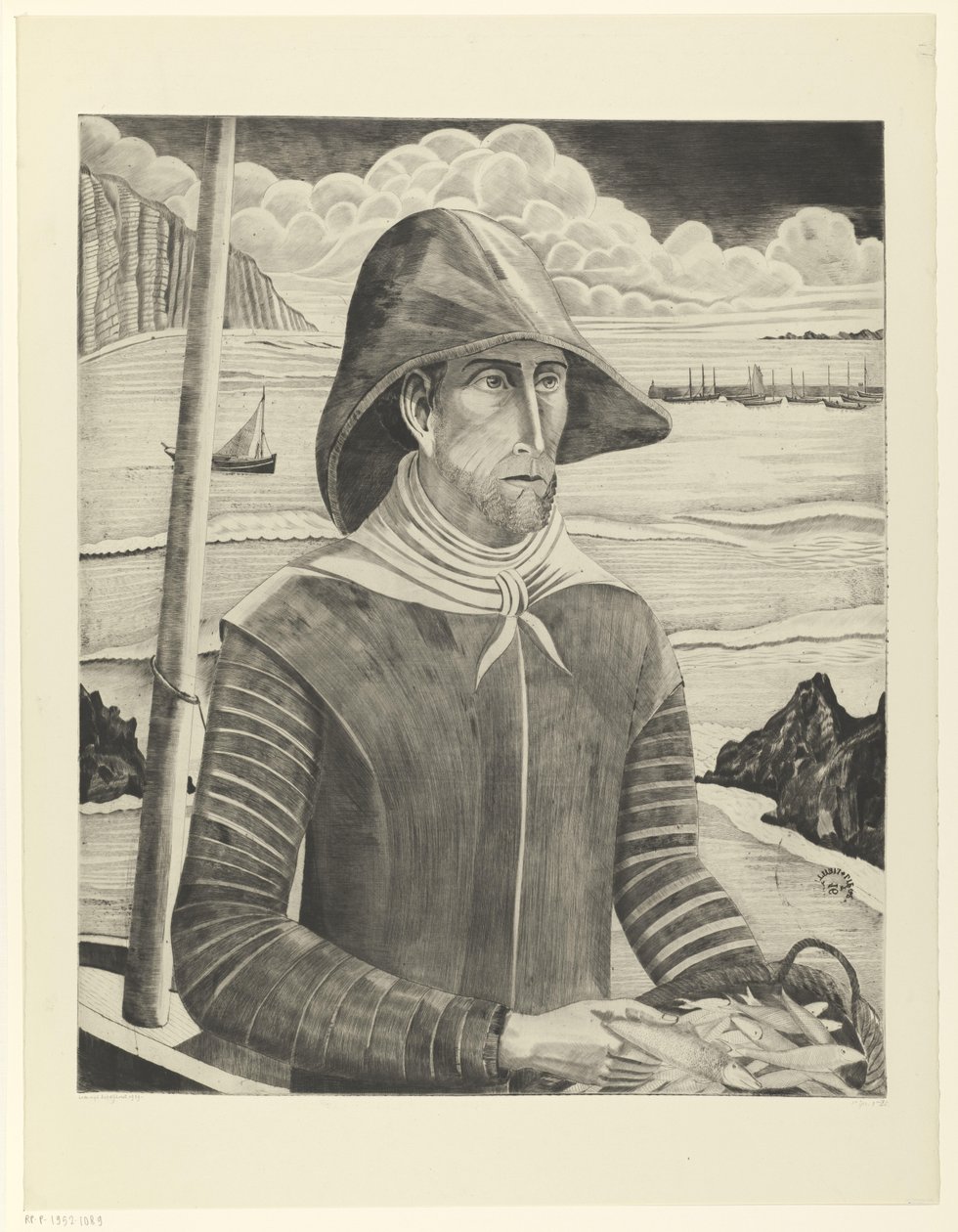 BRETSOE VISSE Breton Fisherman II (originalt titel) af Lodewijk Schelfhout (signed by artist)