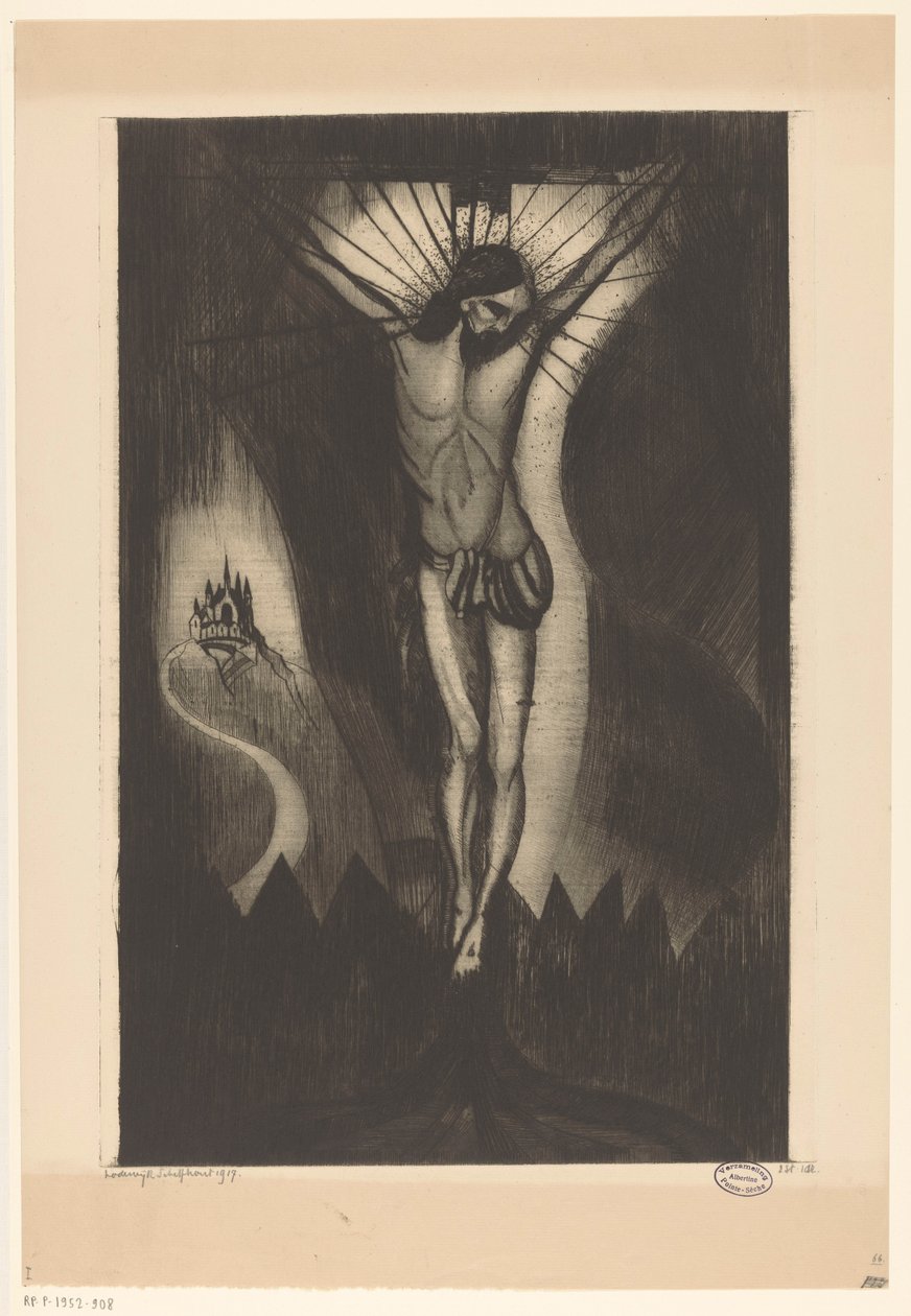 Kristus på korset Le Christ II (original titel) af Lodewijk Schelfhout (signed by artist)