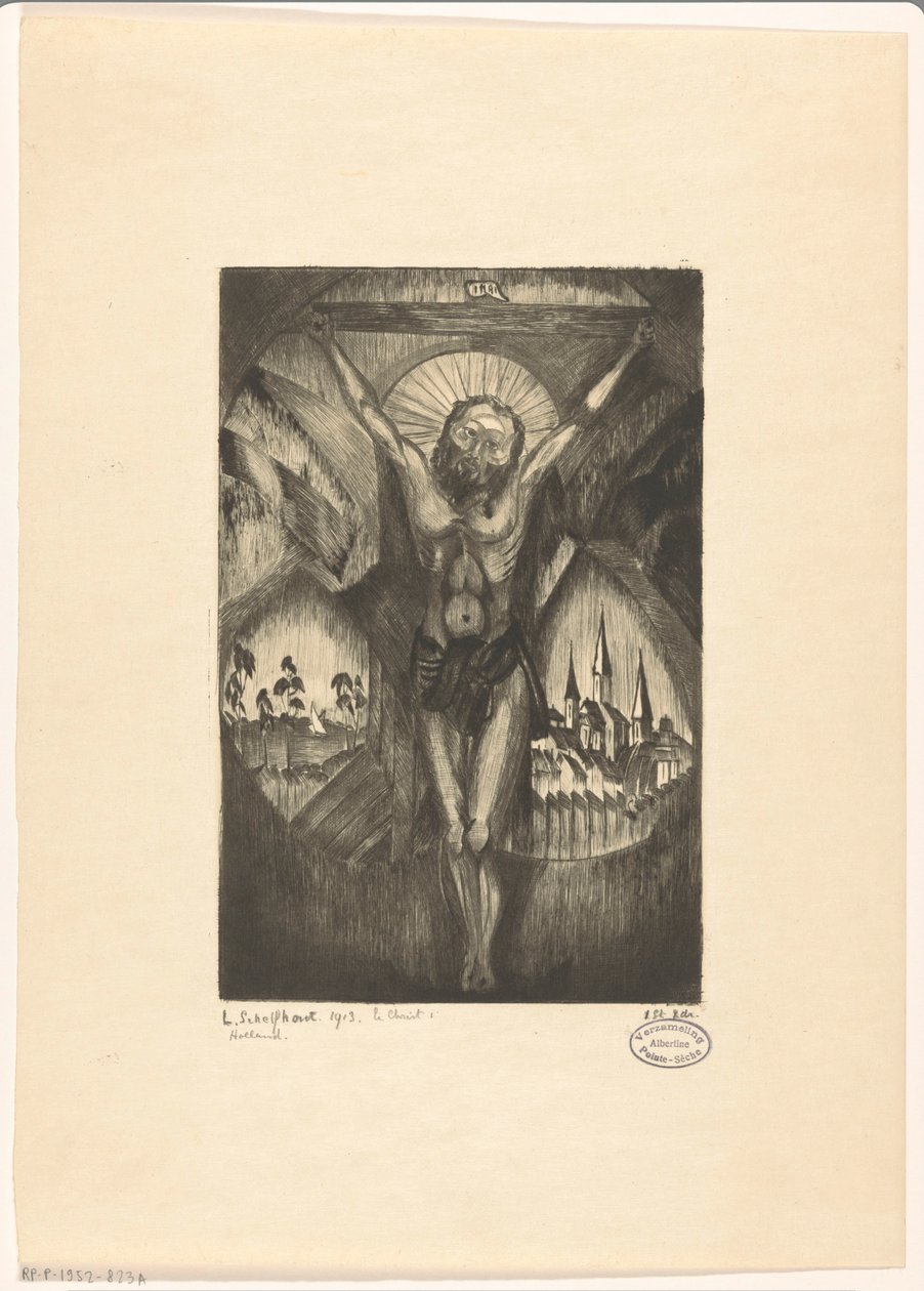 Kristus på korset Le Christ I (original titel på objekt) af Lodewijk Schelfhout (signed by artist)