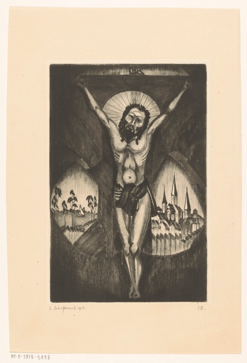 Kristus på korset Le Christ I (original titel på objekt) af Lodewijk Schelfhout (signed by artist)