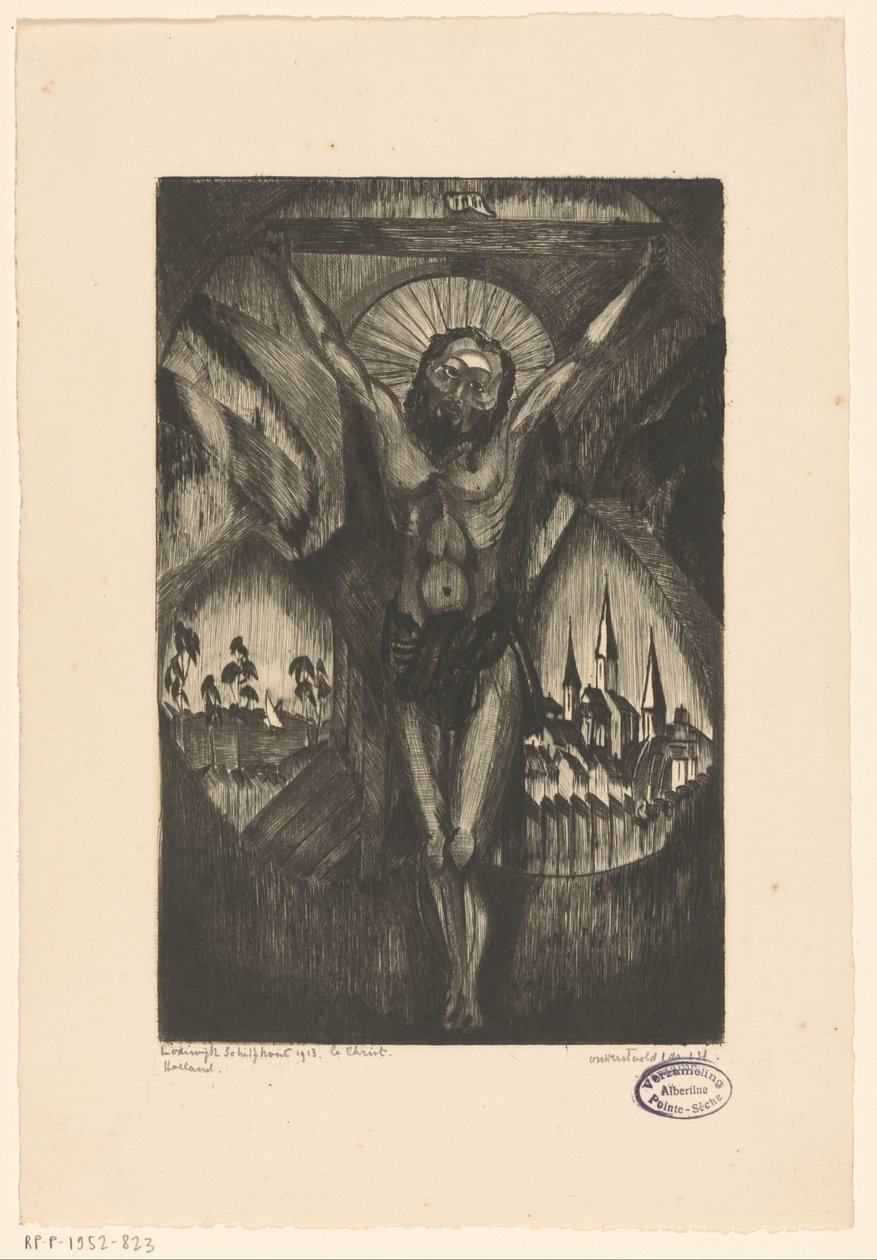 Kristus på korset Le Christ I (original titel på objekt) af Lodewijk Schelfhout (signed by artist)