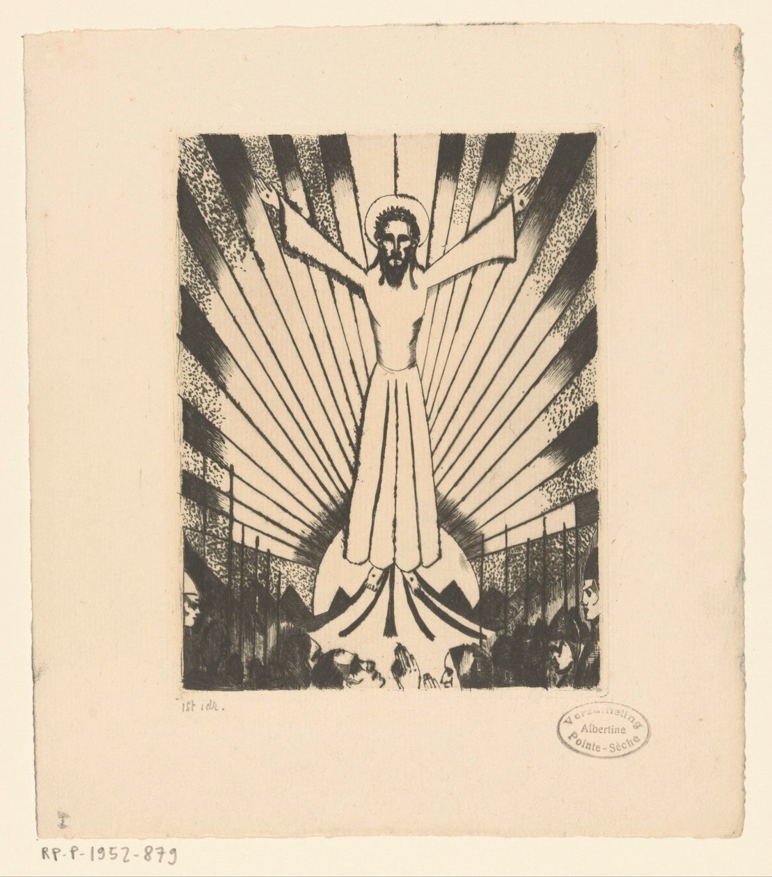 Kristus med udstrakte arme i et bakket landskab af Lodewijk Schelfhout (signed by artist)