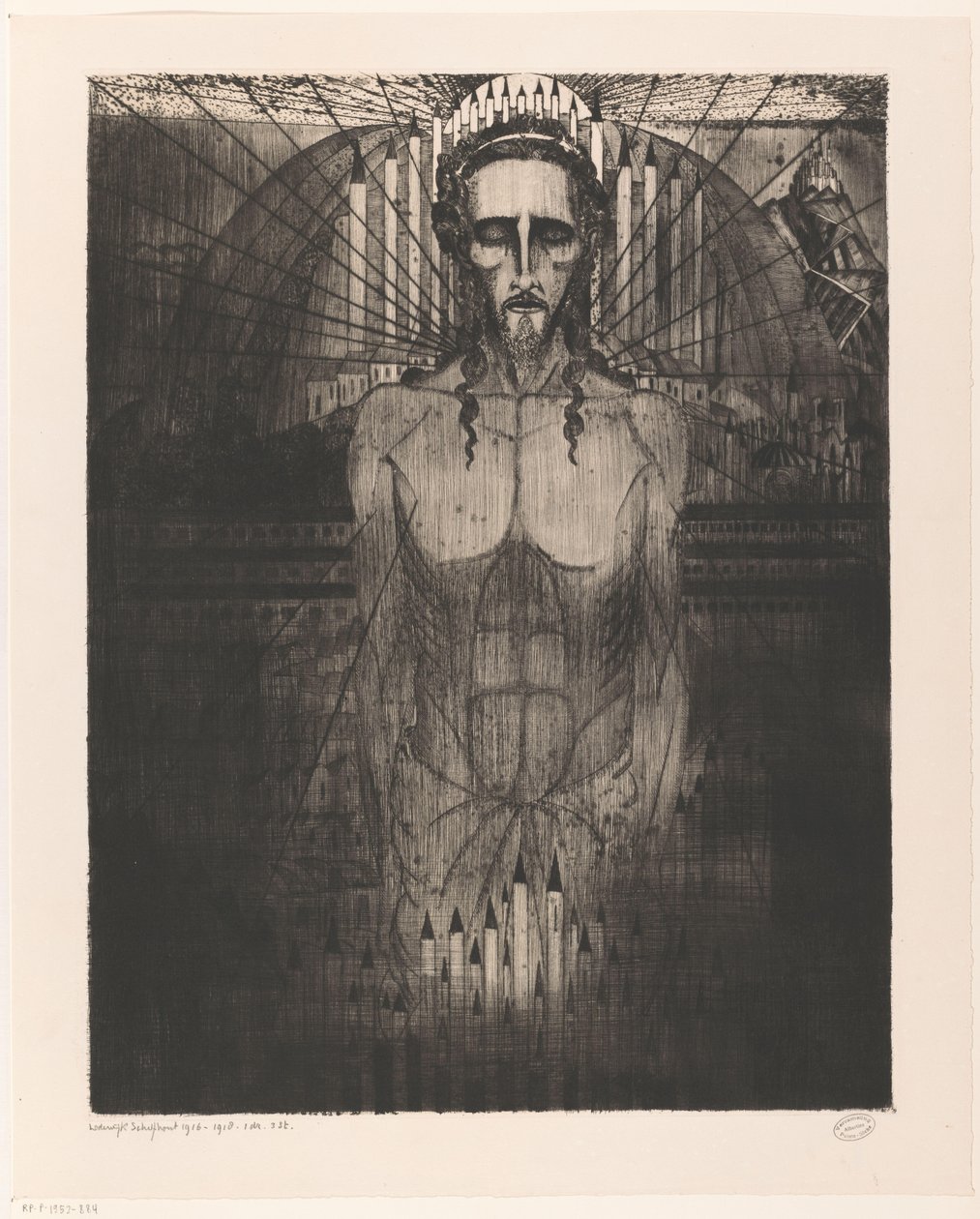 Kristus midt i katedraler Les Cathédrales (original titel) af Lodewijk Schelfhout (signed by artist)