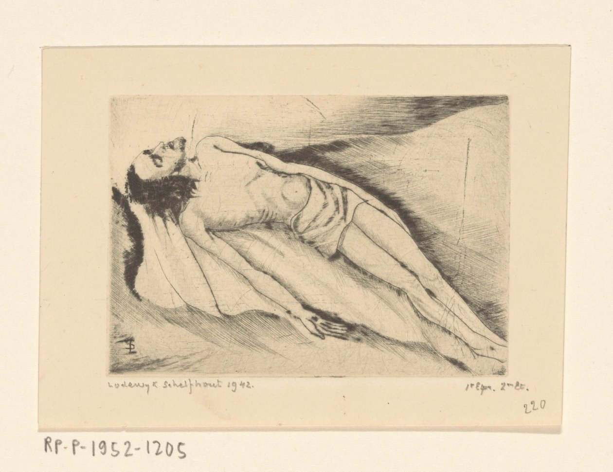 Dode Christus Le Christ Mort (originalt titel) af Lodewijk Schelfhout (signed by artist)