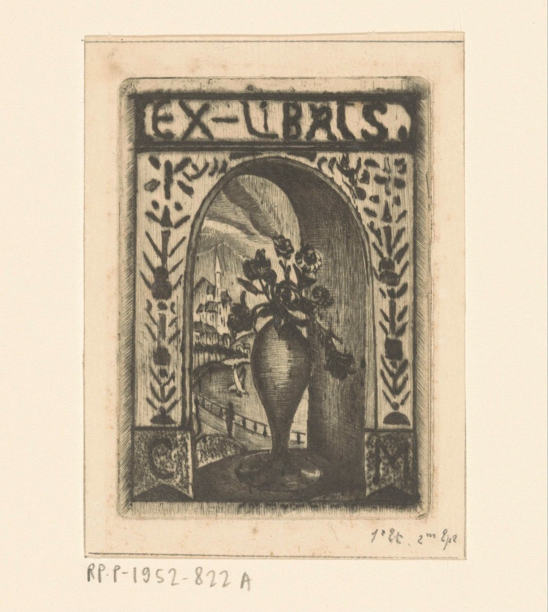 Ex libris af C. van der Meulen af Lodewijk Schelfhout (signed by artist)