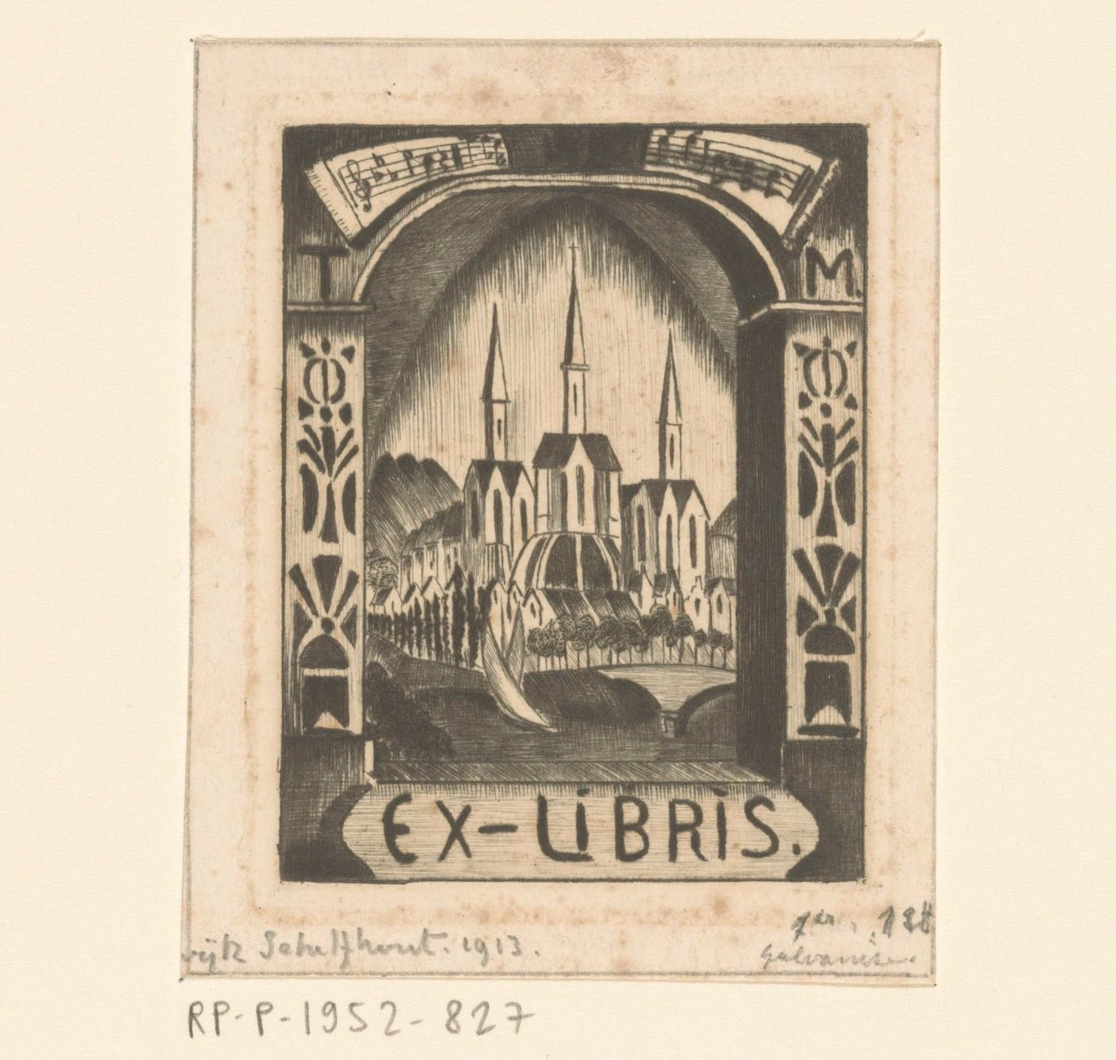 Ex libris af T. Mengelberg af Lodewijk Schelfhout (signed by artist)