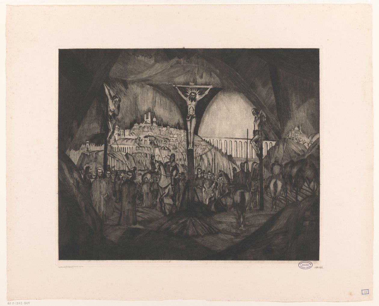 Golgata I (original titel) af Lodewijk Schelfhout (signed by artist)