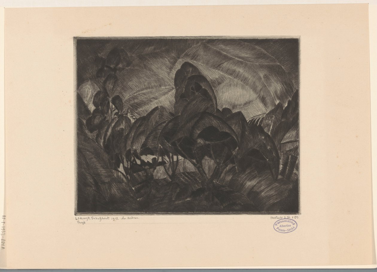 Bakket landskab med træer Les Arbres (original titel på objekt) af Lodewijk Schelfhout (signed by artist)