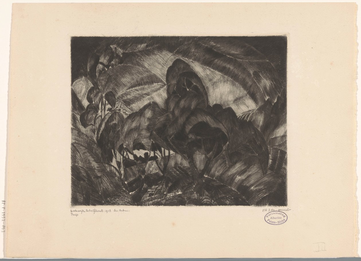 Bakket landskab med træer Les Arbres (original titel på objekt) af Lodewijk Schelfhout (signed by artist)