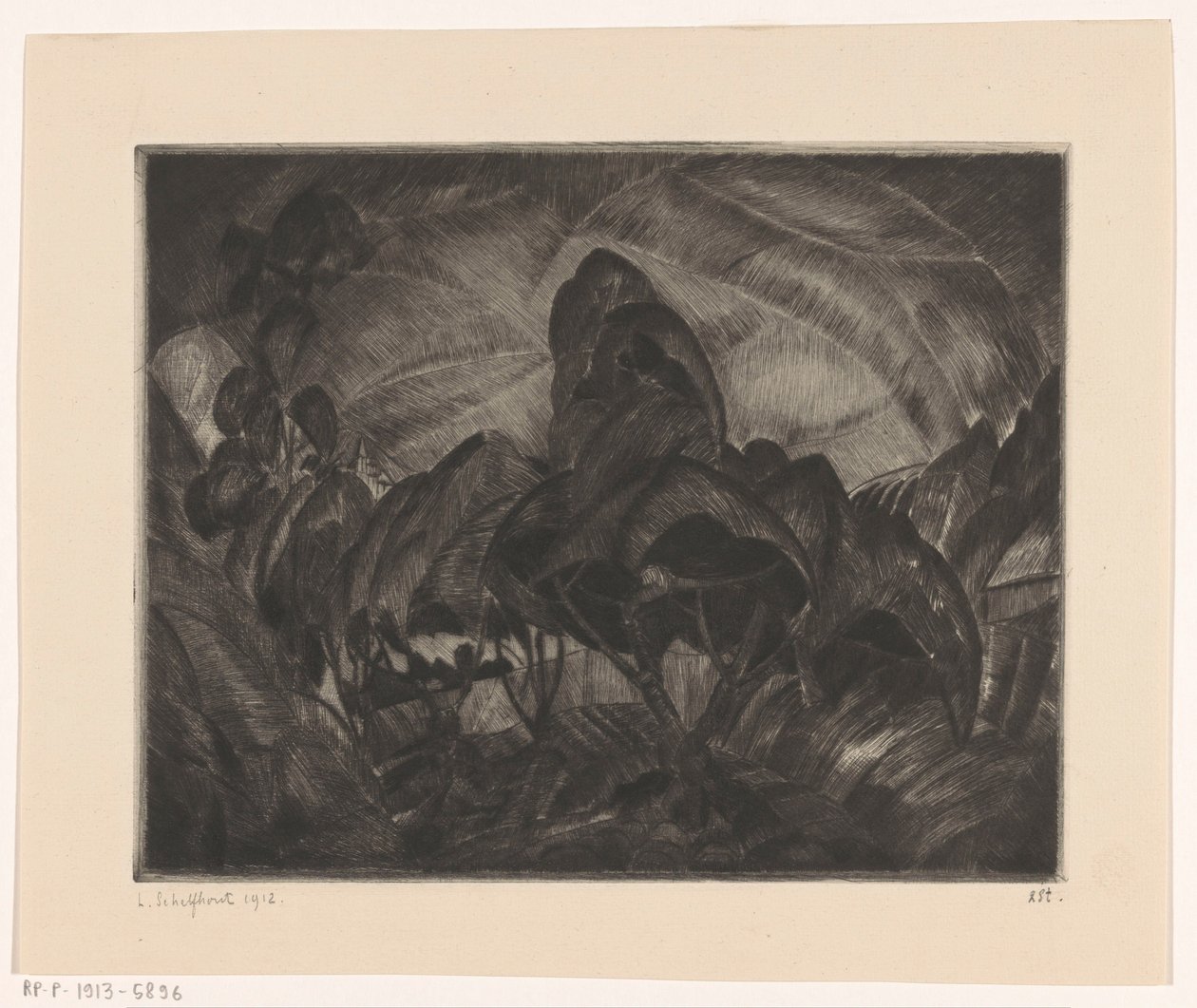 Bakket landskab med træer Les Arbres (original titel på objekt) af Lodewijk Schelfhout (signed by artist)