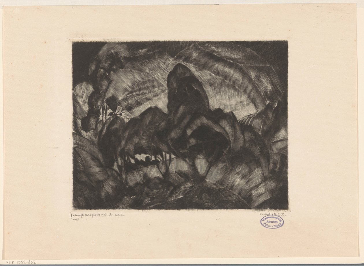 Bakket landskab med træer Les Arbres (original titel på objekt) af Lodewijk Schelfhout (signed by artist)