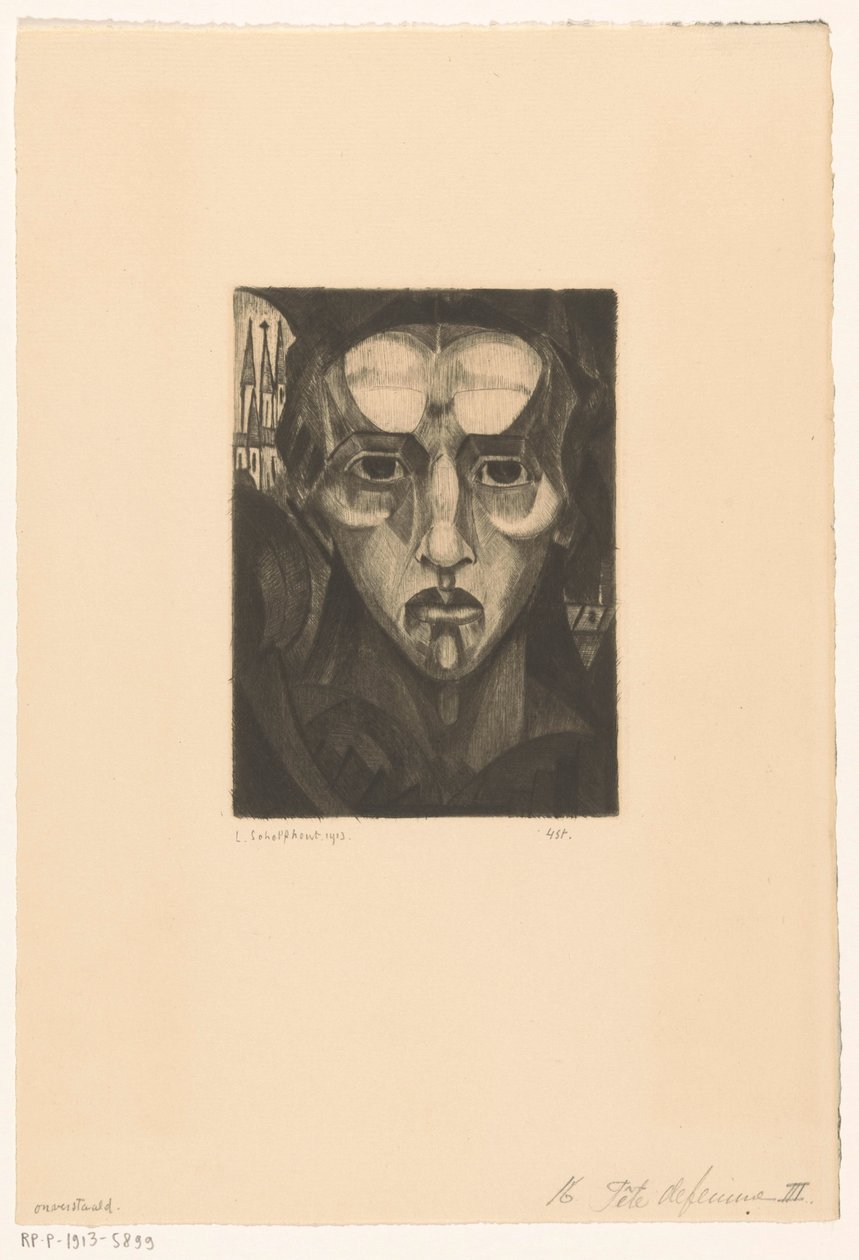 Hovedet af en kvinde Tête de femme III (original titel på objektet) af Lodewijk Schelfhout (signed by artist)