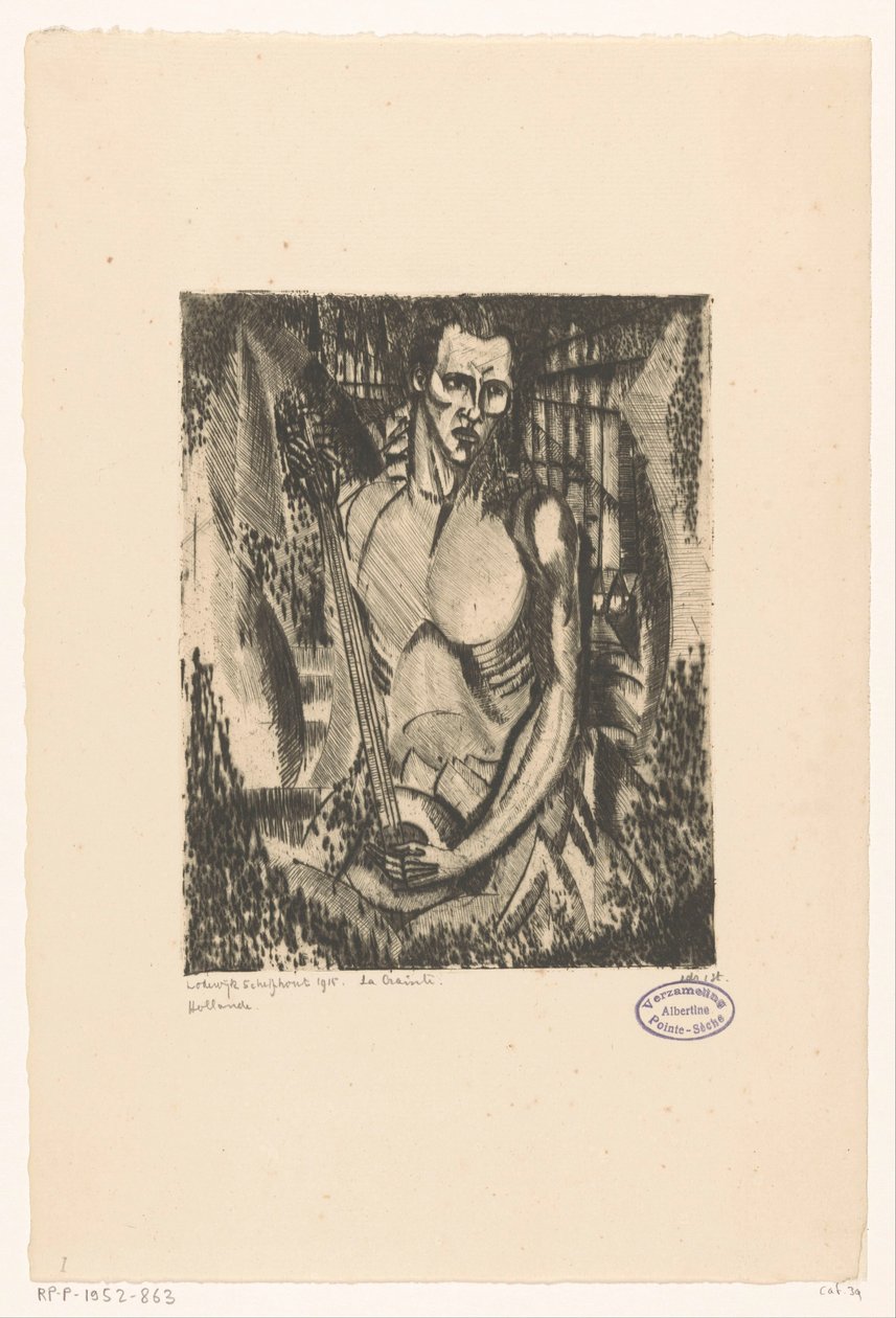 Muzikant La Crainte (original titel på objekt) af Lodewijk Schelfhout (signed by artist)