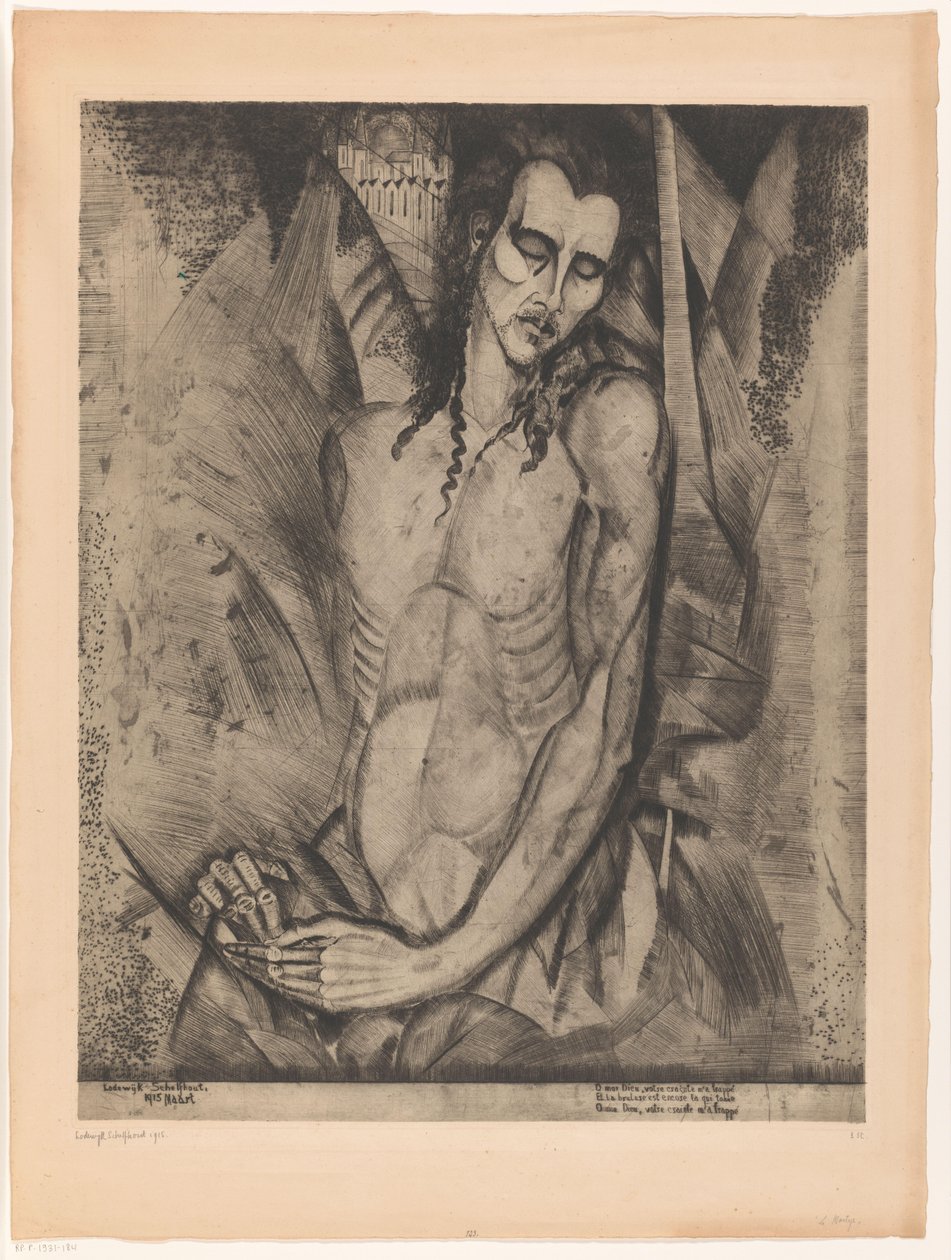 Nøgen mand med lukkede øjne Le Martyr (original titel) af Lodewijk Schelfhout (signed by artist)