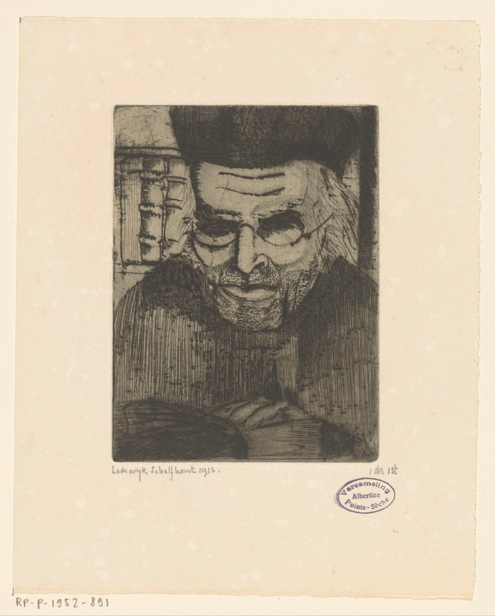 Portræt af G.J. Brinkman af Lodewijk Schelfhout (signed by artist)