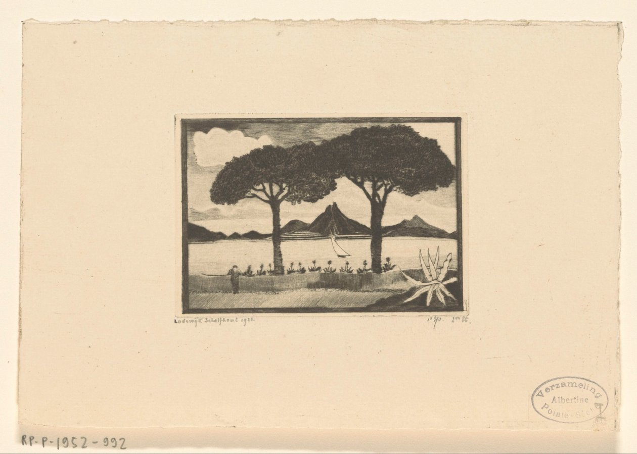 Twee dreng De to træer (original titel) af Lodewijk Schelfhout (signed by artist)