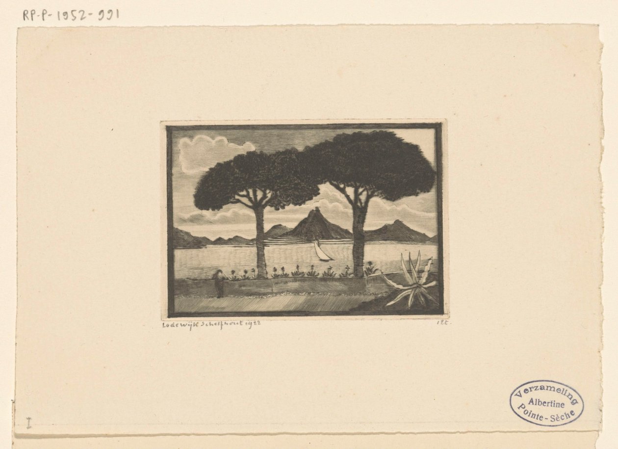Twee dreng De to træer (original titel) af Lodewijk Schelfhout (signed by artist)