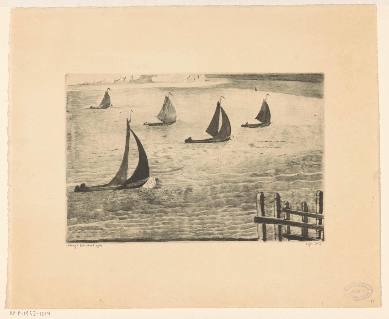 Havneudgang Sortie du port (original titel) af Lodewijk Schelfhout (signed by artist)