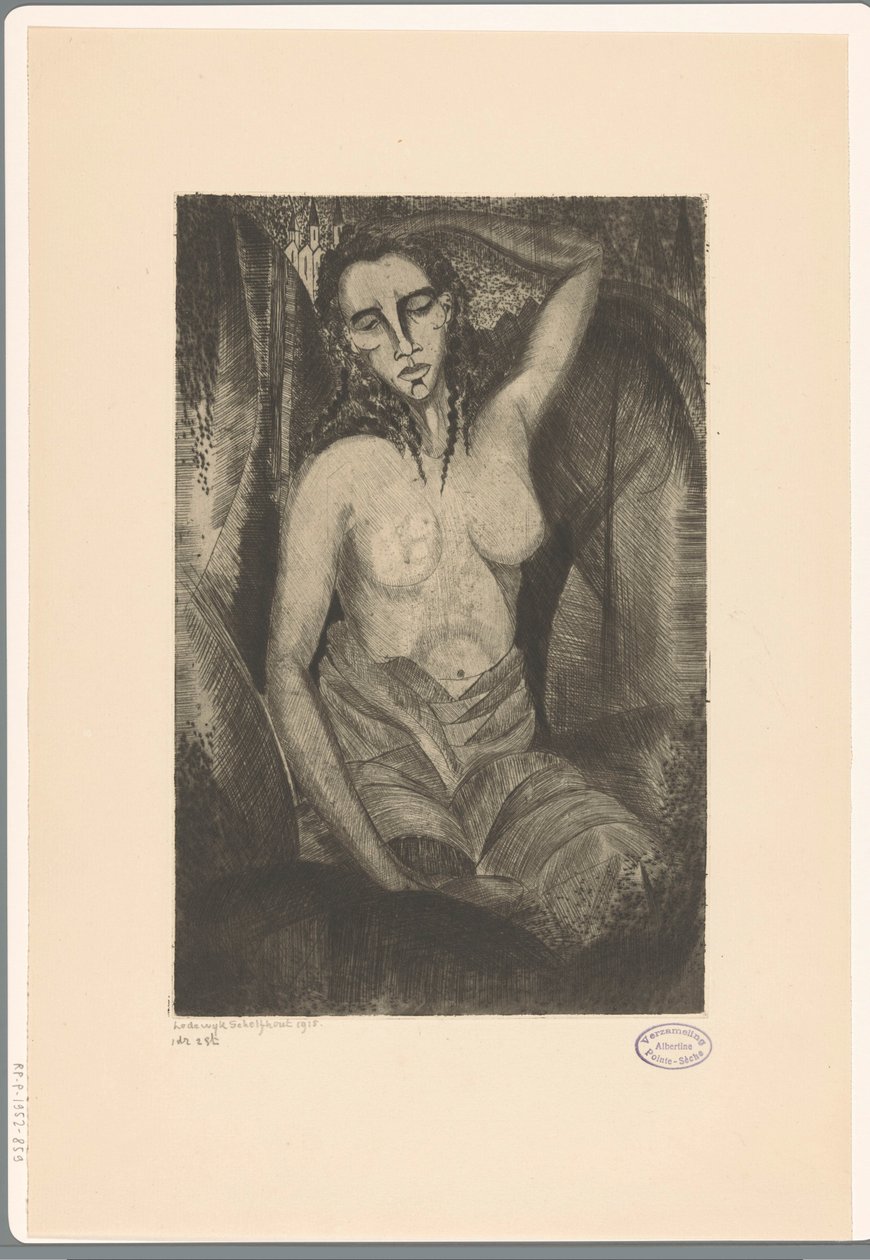 siddende kvinde Femme assise (original titel) af Lodewijk Schelfhout (signed by artist)